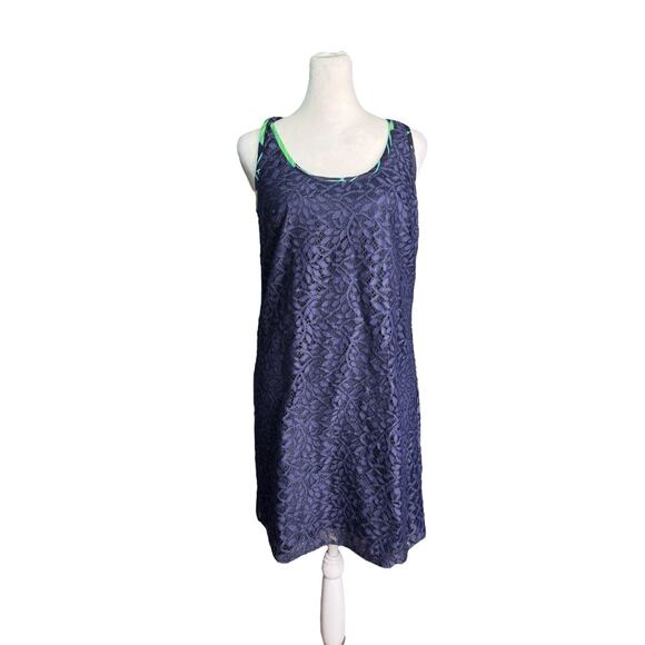 Lilly Pulitzer Womens Sz Small True Navy Jungle Betty Lace Racerback Tank Dress - Picture 3 of 8